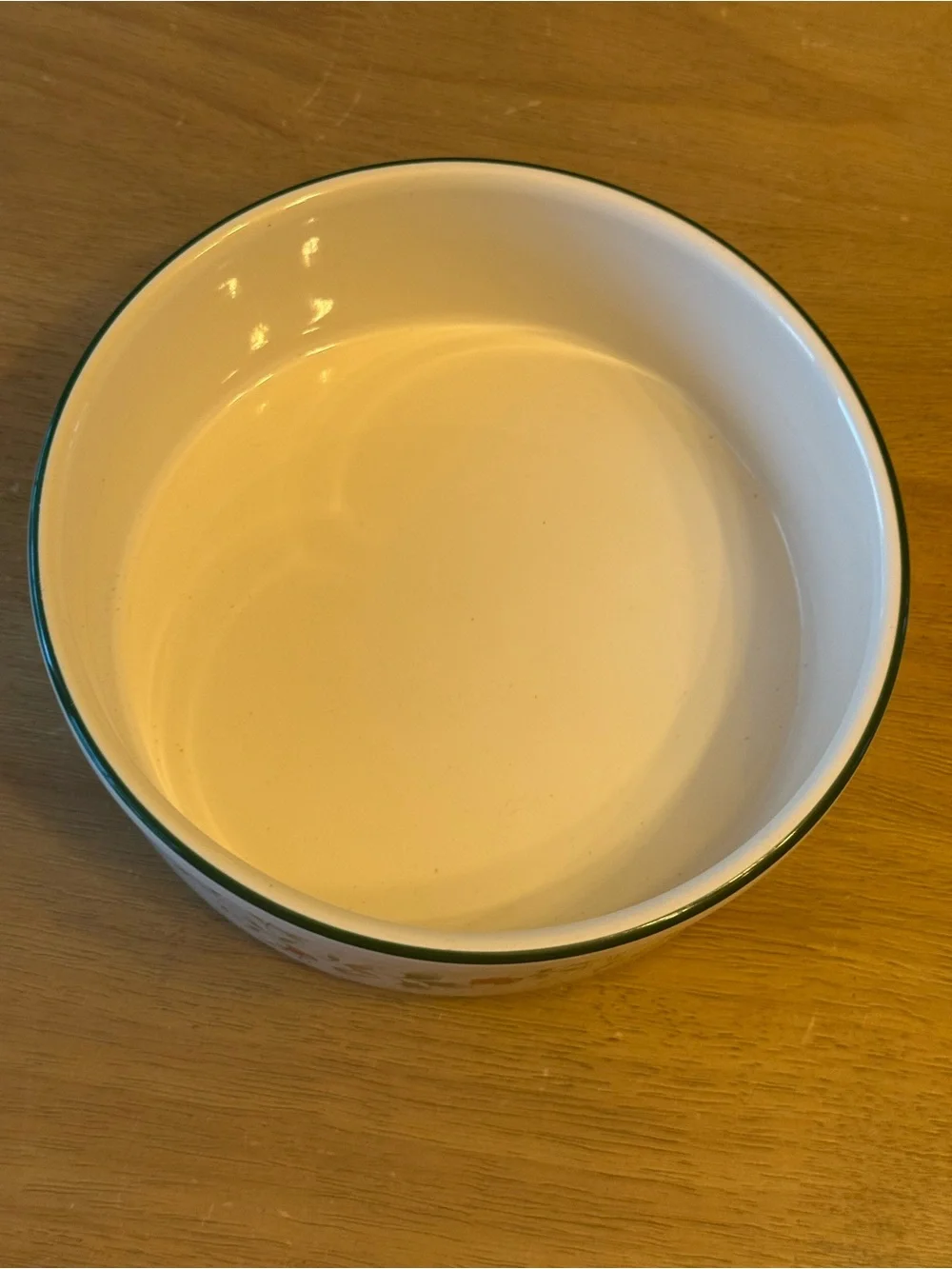 Vintage Pfaltzgraff White Dog Bowls with Green and red Floral Accents